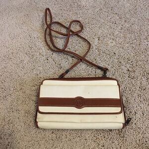 Vintage Esprit cream and brown crossbody purse